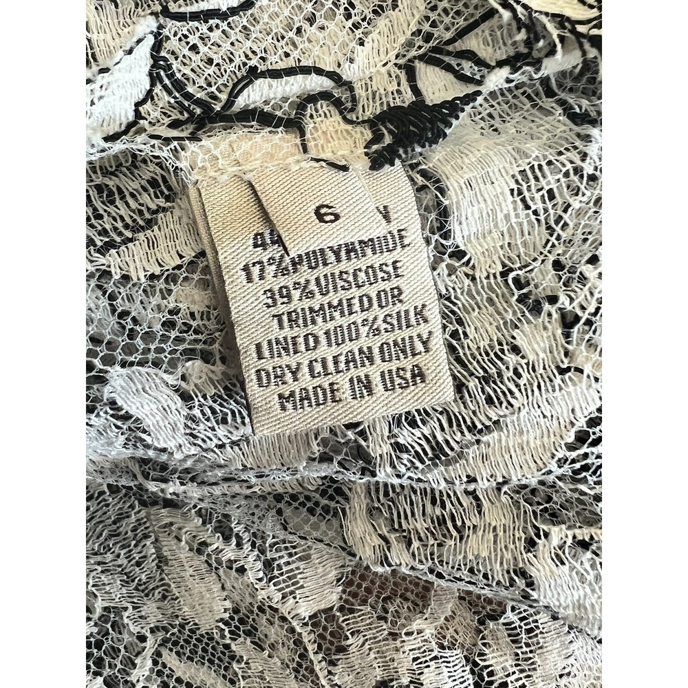 $1195 LELA ROSE LACE FLARE HEM Asymmetric Black Ivory guipure lace Flare TOP 6 - Picture 11 of 14